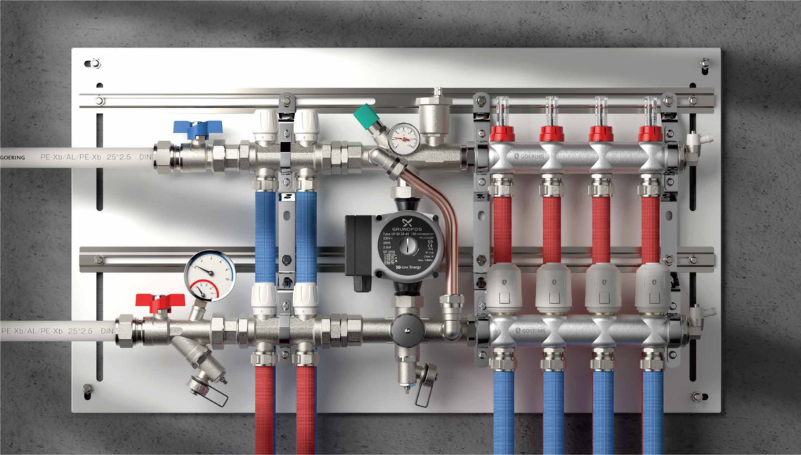 hvac under floor heating system pipes and fittings